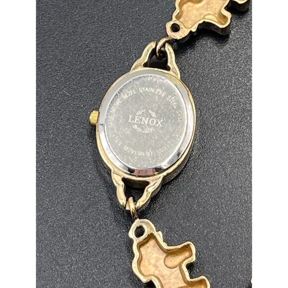 Lenox Vintage Sterling Silver Vermeil Elephant Trunk Up Jade Cabochon Watch 6.5” main image 8